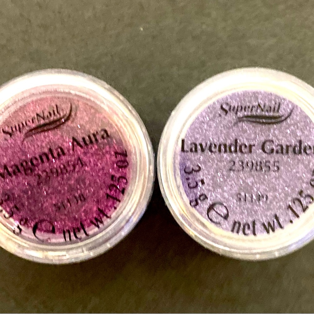 Professional Nail Glitter Pots x 2 Magenta Lavender NEW